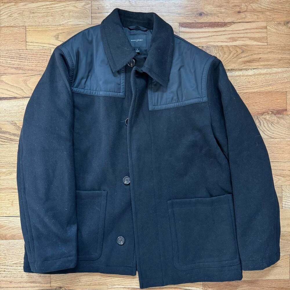 Banana Republic Wool Blend Chore Coat Jacket Dark Navy Blue